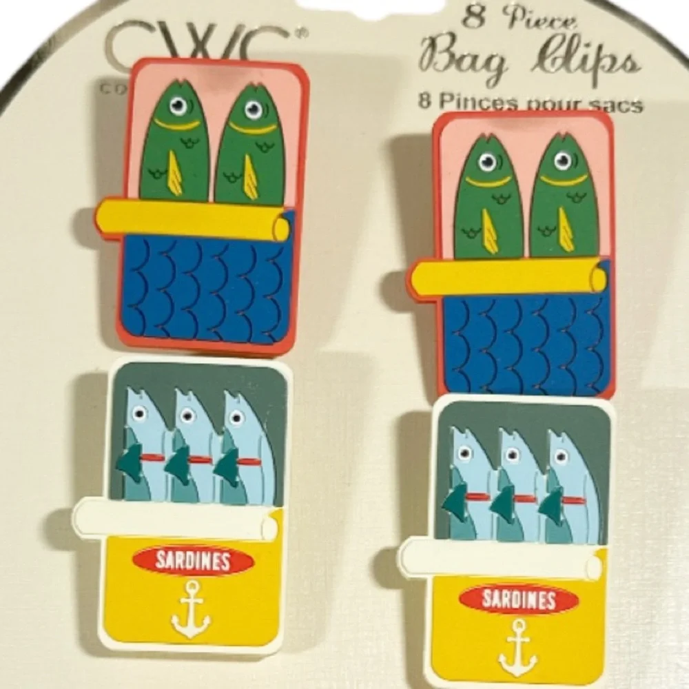 CWC SARDINE Fish-Themed Bag Clips Set/8 with Magnetic Back - Picture 5 of 6